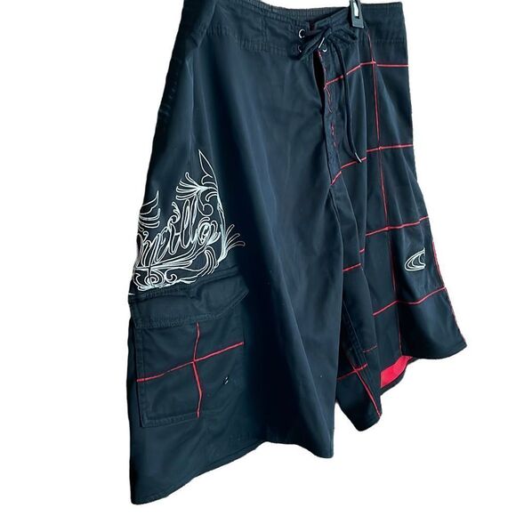 O’Neill Shorts Black Red Square Block Design 36W - Picture 8 of 10